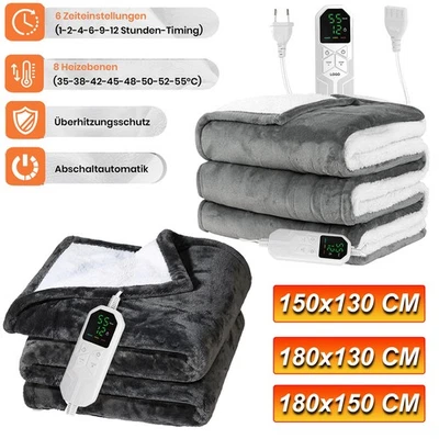 Electric Blanket with Automatic Shut Off 8 Heat Settings 12 Hour Timer Heat Protection - Image 1 of 4
