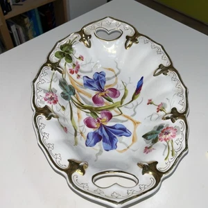C T Carl Tielsch Altwasser handbemalt floral Servierschale Goldrand - Bild 1 von 4