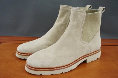 Vince Rue Mujer Talla 10 Zapatos Beige Gamuza Pull On Chelsea Botines Clásicos Foto 1 de 4