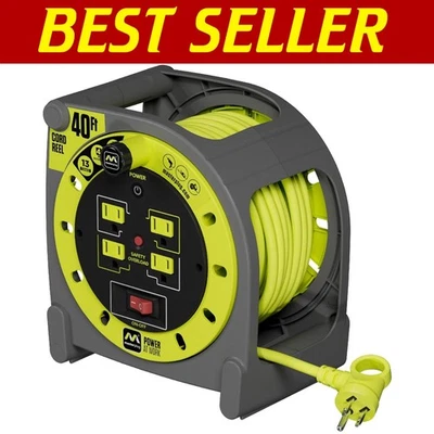Versatile 40ft Extension Cord Reel with High Visibility Cable & 5.86 lbs Weight - Image 1 of 4