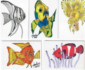WATERCOLOR ACEOS "TEN ORIGINAL/FOUR PRINTS" Signed\Dated/COA - Picture 1 of 3