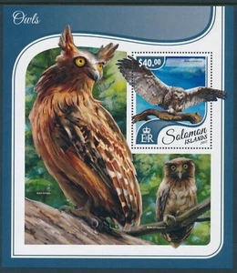 2017 SOLOMON ISLANDS OWLS MINI SHEET ($40) FINE MINT MNH - Picture 1 of 1