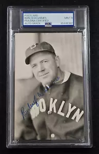 BURLEIGH GRIMES Signed Real Photo Postcard-HOF-GIANTS-ROBINS-YANKEES-PSA 9 Auto - Picture 1 of 4