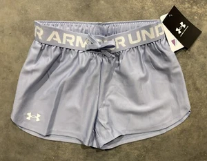 NWT Under Armour Play Up Shorts Youth Medium Periwinkle Heatgear Loose Girls - Picture 1 of 5