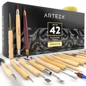 Pottery & Polymer Clay Tools, 42-Piece Sculpting Set, Steel Tip Pottery Tools... - Picture 1 of 9