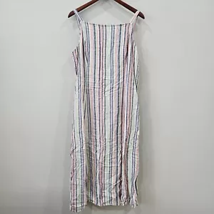 Old Navy Womens Striped Linen Blend Maxi Dress XL Multicolor Resort Vacation - Picture 1 of 12
