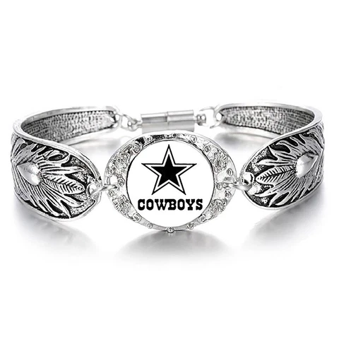 Dallas Cowboys Blue White Womens Sterling Silver Bangle Bracelet w Gift Pkg D3 Cover