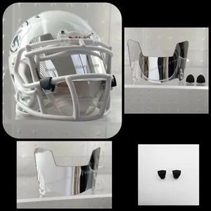 Mini Football Helmet Visor SILVER CHROME MIRROR w/ Clips. - Picture 1 of 4