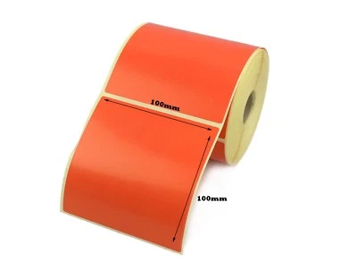 CDM LABELS 100 mm x 100 mm Rot Thermotransfer / seidenmatte Etiketten - Permanent Klebend.