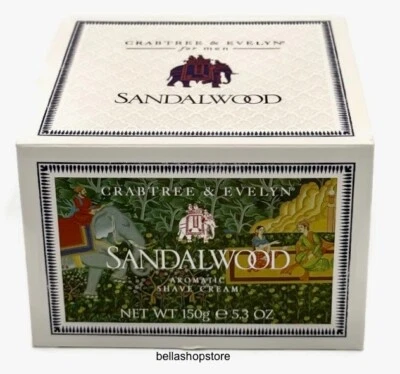 Crabtree and Evelyn Sandalwood Men Aromatic Shave Cream 5.3 oz Large Jar Rare - Image 1 of 4