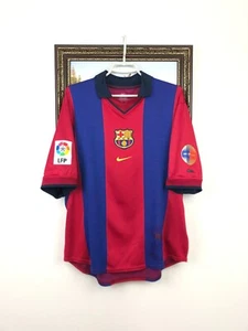 Barcelona Home football shirt 2000 Soccer #11 Overmars Nike Mens Jersey Size M - Picture 1 of 14