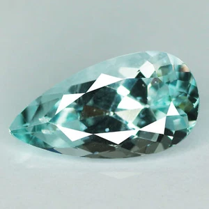 Pera di classe mondiale 4,00 ct 14,4 x 7,7 mm 100% naturale blu acqua Brasile apatite! - Foto 1 di 5