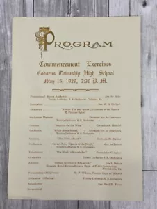 1929 Codorus Township High School Startprogramm Lee L Treiber Lautsprecher EUC - Bild 1 von 4