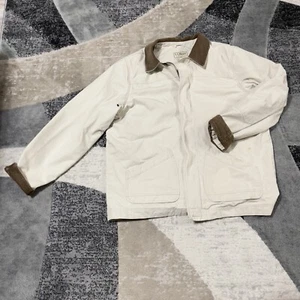LL Bean Chore Barn Coat Men XL Tall Brown Corduroy Collar Workwear Canvas Jacket - Picture 1 of 15