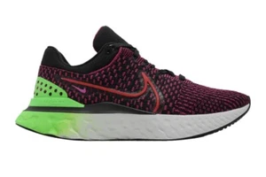 Nike React Infinity Run Flyknit 3 DH5392-003 running shoe black pink green UK7 - Picture 1 of 11
