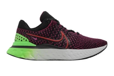 Nike React Infinity Run Flyknit 3 DH5392-003 running shoe black pink green UK7 - Image 1 of 4