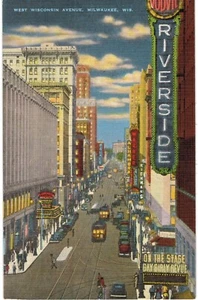 Milwaukee West Wisconsin Avenue Night Linen 1945 WI Gay Girly Revue inutilizzato - Foto 1 di 2