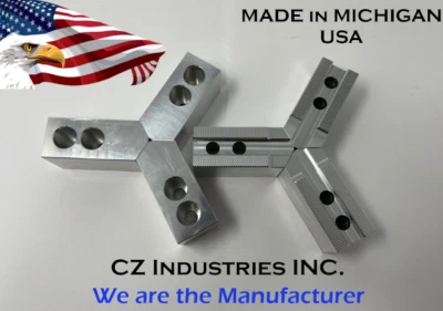 CZ INDUSTRIES 6" Alum Soft Jaw 1.5mm x 60° Serrated for B-206 Type Lathe Chuck 1.5" HT- 2 Sets