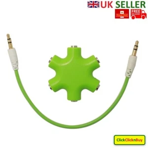Earphone, Headphone 3.5mm 5 Way Audio Adapter Splitter Jack Green - UK SELLER - Picture 1 of 4