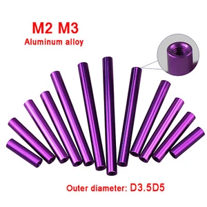 Purple M2 M3 Aluminum Alloy Threaded Sleeve Stud Round Connector Partial Thread - Picture 1 of 5