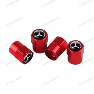 Tapones válvulas de neumático Mercedes-Benz Rojo Aluminio - Set de 4 unidades - Picture 1 of 1