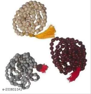 108 Beads Mala Combo of Lal Chandan Vaijayanti Mala & Tulsi Mala SET OF 3 - Picture 1 of 3