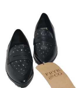 Frye & Co "Elara" Sizes 7 & 7.5 Blk Studded Pointed Toe Loafers. T11 - Picture 1 of 7