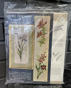 Kit de lirio chino bordado crewel creaciones Needlecraft de Elsa Williams #256 LEER - Imagen 1 de 6