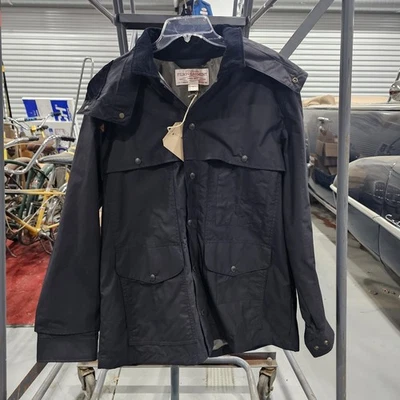 Rare NWT Filson Lightweight Cruiser Jacket Large Black dry cloth raincoat hood - Image 1 of 4