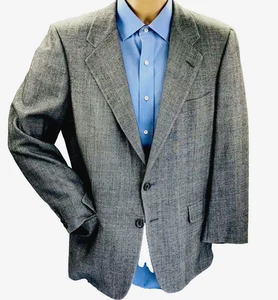 Hickey Freeman Wool Sport Coat Bespoke Boardroom Glen Plaid Gray 41 Academia Men - Picture 1 of 12