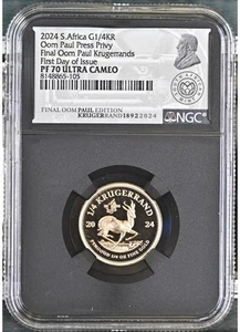 2024S AFRICA 1/4oz GOLD-THE FINAL OOM PAUL PRESS KRUGERRAND PROOF Brand New #105 - Picture 1 of 16
