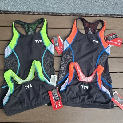 Camiseta sin mangas TYR Mujer Naranja/Lima Fitness Triatlón Competidor Talla S Nuevo Paquete Foto 1 de 4