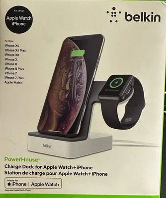 Belkin 2-in-1 iPhone & Apple Watch Charging Dock – Magnetic Apple Watch Stand, A - Image 1 of 4