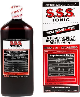 S.S.S. Tónico - 20 oz. Suplemento líquido de hierro y vitamina B de alta potencia Foto 1 de 4