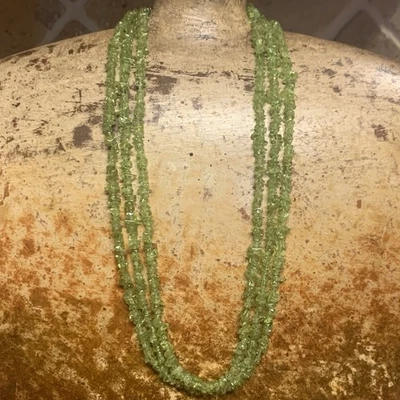 Multi Strand Peridot and Sterling Silver Necklace 21 Inches - Image 1 of 4