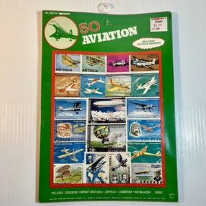 Grossman Stamp Co Hygrade Vintage AVIATION Postage Stamp Set 50 Neu - Bild 1 von 11