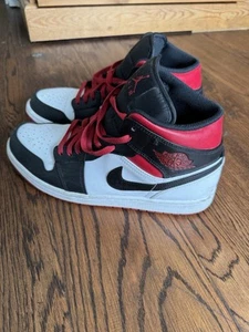 Air Jordan 1 Mid Gym Red Black Toe UK 9.5 Worn a Bit. Crease On One Shoe. No Box - Picture 1 of 5