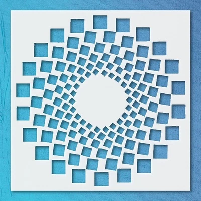 Circular Pattern of Squares Home Decor Reusable Stencil - StencilAir - Image 1 of 4