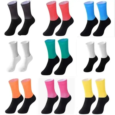 1 Pair Men Cycling Running Anti Slip Summer Polyester Nylon Knee High Sport Sock - Image 1 of 4