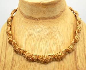 Vintage Corocraft goldfarbenes Halsband Halskette strukturiert Weizen Blumen Blatt 50er Jahre - Bild 1 von 7