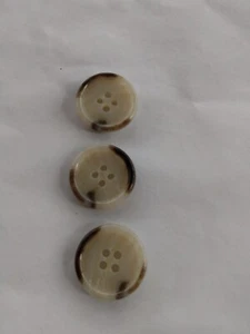 4 BRN014 4 LOCH 0,75 Zoll BEIGE BRAUN KLASSISCHE JACKE HORN OPTIK KUNSTSTOFFKNÖPFE - Bild 1 von 4