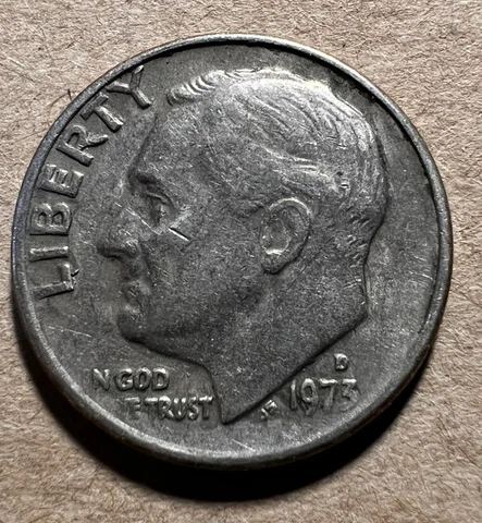 1973 D Roosevelt Dime Faded Missing Letterings Error Coin Fine Details Rare Cover