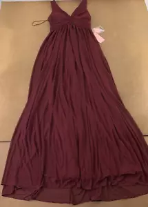 Birdie Grey Women's Size Small Cabernet Lianna Twisted V Neck Long Dress NWT - Picture 1 of 10