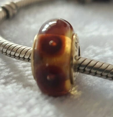 Dije Pandora de cristal de Murano raro, místico marrón Foto 1 de 4