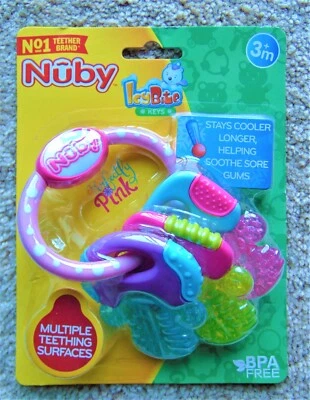 NUBY ICY BITE KEYS TEETHER ~  3+ MO ~ BRAND NEW, SEALED - Image 1 of 4