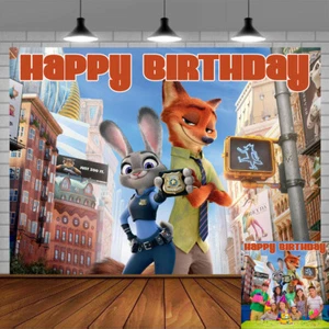 Zootopia Party Decoration Birthday Backdrop Banner Vinyl Birthday Gift 7x5ft - Picture 1 of 7