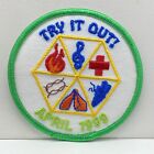 Vintage Girl Scouts Try It Out! Embroidered Patch April 1999 Badge Brand New 3"