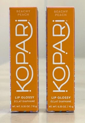 Kopari Beachy Peach Lip Glossy w/Coconut Oil Shea Butter (2) 0.7oz/20g Total NIB - Image 1 of 4