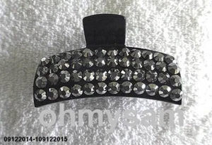 CLOSEOUT 1+1 NEW BLACK COLOR PLASTIC JAW HAIR CLIP / FLAT COMB /  COLOR STONE - Picture 1 of 19