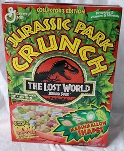 1997 Jurassic Park Crunch Müsli 11,25 oz volle Box fabrikversiegelt General Mills - Bild 1 von 13